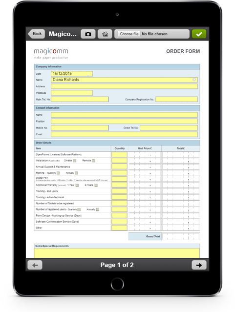 Forms Data Capture using tablet -Magicomm OpenForms